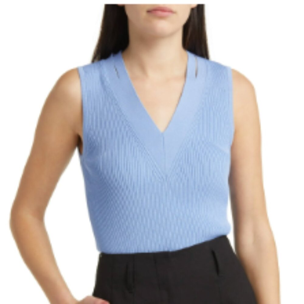 BOSS Fality Sleeveless Cutout Rib Sweater Vest